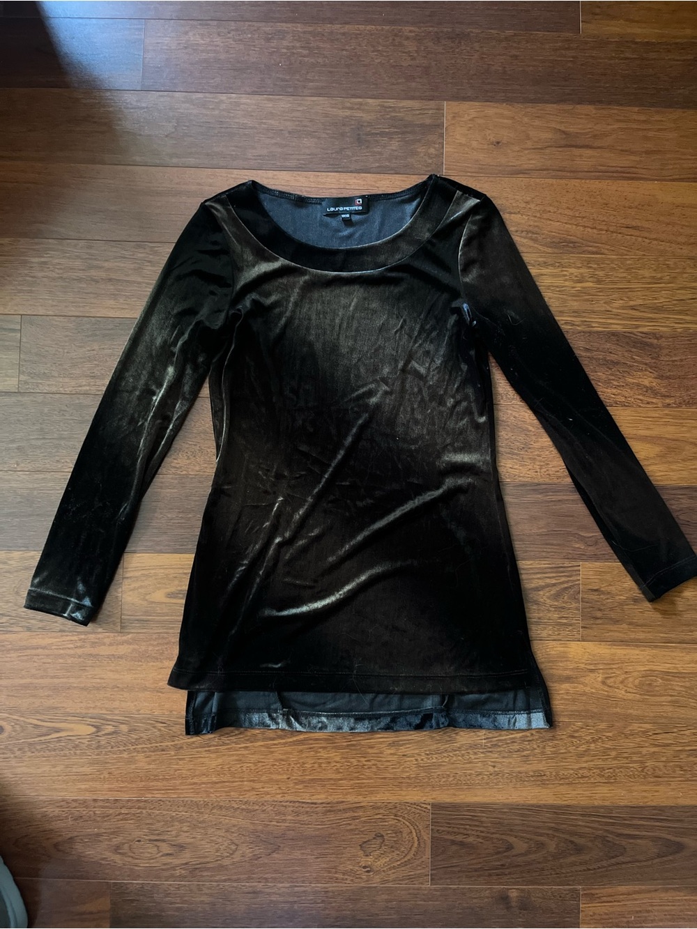 Laura Petites Long Sleeve Brown Velvet Mini Dress
